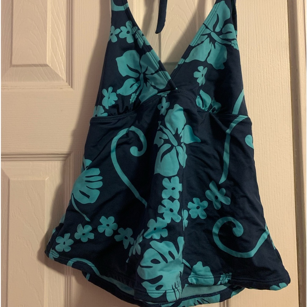 Swim top blue floral tankini